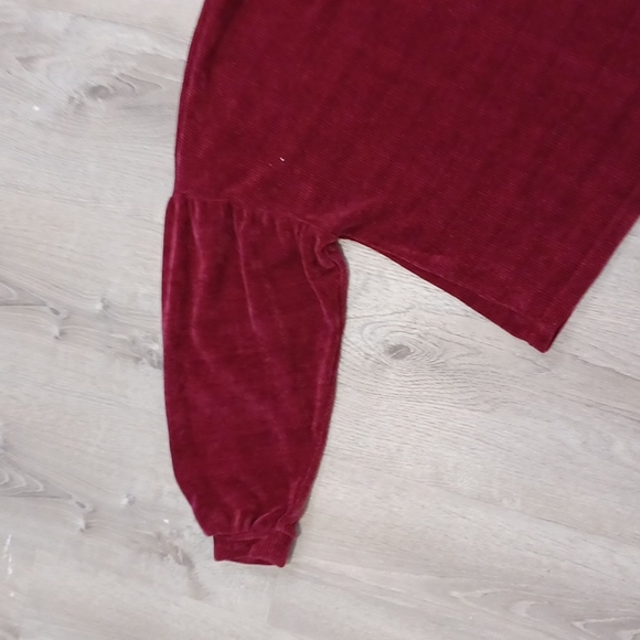 OVS drop shoulder medium maroon burgundy bishop balloon lantern sleeve sweater - Picture 11 of 16